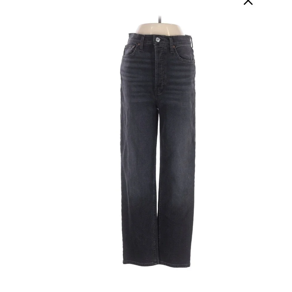 RE/DONE Womens High Rise Straight Leg Jeans Faded Black Size 27 Waist